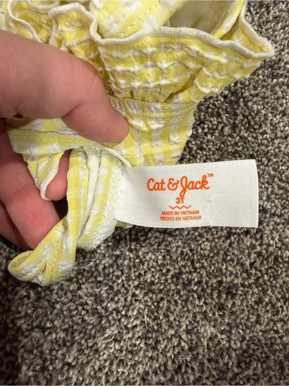 Cat & Jack Yellow gingham Ruffled One-Piece Swimsuit